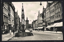 AK Elbing-Elblag, Strassenbahnen An Den Geschäften Auf Dem Alten Markt  - Westpreussen