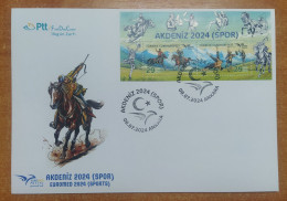 AC - TURKEY FDC - EUROMED 2024 SPORTS HORSE ARCHERY, HORSEBACK ARCHERY, WRESTLING ANKARA, 08 JULY 2024 - FDC