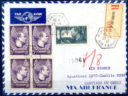 060524  LETTRE POSTE AERIENNE  MERMOZ X5  PARIS AU CHILI 1937 AIR FRANCE - 1927-1959 Covers & Documents