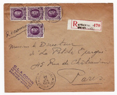 Lettre Recommandée 1923 Berchem Anvers Belgique C.L.A. Cosyn Capitaine Command Timbres Roi Albert Ier Léon Houyoux - 1922-1927 Houyoux