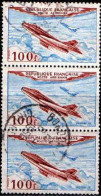 France Avion Obl Yv:30 Mi:987 Mystère IV 3 Se Tenant (cachet Rond) - 1927-1959 Used