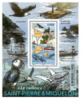 Saint-Pierre And Miquelon France 2024 Le Caillou Islands Lighthouses Ships Fauna Geography Block MNH - Blocks & Sheetlets