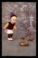 ILLUSTRATEURS - COLOMBO - ENFANT - JAPONAIS ET OISEAUX - CARTE TOILEE - Colombo, E.