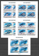 Burundi 2013 Marine Life - Dolphins - 5 MS With 4 IMPERFORATE Sets MNH - Nuevos