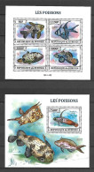Burundi 2013 Fishes - Marine Life - 2 MS MNH - Nuevos