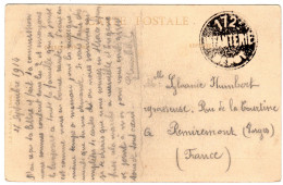 1914  CAD  Fond Noir " 172° INFANTERIE DEPOT  "   Envoyée à REMIREMONT - Storia Postale