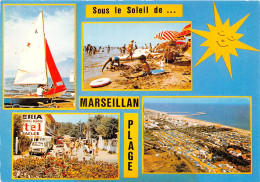 MARSEILLAN PLAGE La Plage Le Centre Commercial Le Camping Beauregard La Jetee Vue Aerienne 14(scan Recto-verso) MA923 - Marseillan