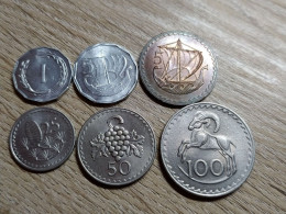 Cyprus Set Of 6 Coins 100+50+25+2*5+1 Fils 1963-1981 - Cyprus