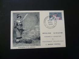 Carte Locale Bourbonnaise En Costume Et Sa Quenouille Moulins 03 Allier 1964 - Textiel