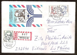 Germany●Berlin 1991 August●Deutsche Bundespost●R-Brief 1000 Berlin 202-Lithuania - Storia Postale