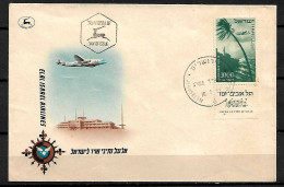 ISRAEL FULL TAB STAMPS. FD COVER LANDSCAPES AIR MAIL, JAFFA. 1953 - Storia Postale