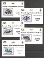 Burundi 2013 Fishes - Marine Life - 5 MS MNH - Nuevos