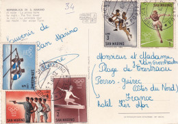 Republica Di S Marino La Nuit La Première Tour Timbres Tokio 1964 Jeux Olympique - Brieven En Documenten