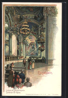 Lithographie Einsiedeln, Inneres Der Wallfahrtskirche  - Einsiedeln