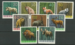 POLAND MNH ** 1483-1491 ANIMAUX DES FORETS LOUP LYNX RENARD BLAIREAU OURS SANGLIER CERF ROUGE BISON D'EUROPE ELAN - Neufs