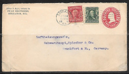 1908 Streator Ill (Dec 14) To Germany, 2c Envelope, 1c Franklin & 2c Washington  - Lettres & Documents