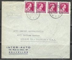 1951 Four 1.75fr Used On Commercial Cover To Chicago USA - Storia Postale