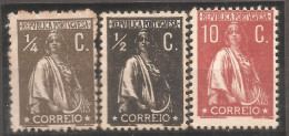 Portugal, 1920, # 206/7, 215 Dent. 12x11 1/2, P. Cartolina, MNG - Unused Stamps