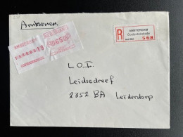 NETHERLANDS 1985 REGISTERED LETTER AMSTERDAM OOSTERDOKSKADE TO LEIDERDORP 13-09-1985 NEDERLAND AANGETEKEND FRAMA ATM - Lettres & Documents