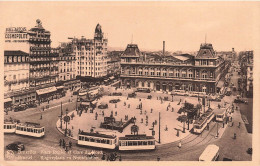 BELGIQUE - Bruxelles - Place Rogler Et Gare Du Nord - Restaurant - Cosmopolite - Véhicules - Carte Postale Ancienne - Cercanías, Ferrocarril