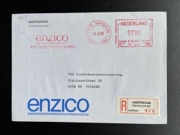 NETHERLANDS 1986 REGISTERED LETTER AMSTERDAM HEMONYSTRAAT TO TILBURG 09-09-1986 NEDERLAND AANGETEKEND FRAMA ATM - Lettres & Documents