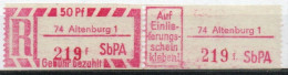 DDR Einschreibemarke Altenburg SbPA Postfrisch, EM2B-74-1fII PU + RU (a) Zh - Etichette Di Raccomandazione