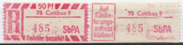 DDR Einschreibemarke Cottbus SbPA Postfrisch, EM2B-75-9I RU (a) Zh - Etichette Di Raccomandazione