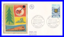 1916 (Yvert Et Tellier) Sur Enveloppe Premier Jour Illustrée Sur Soie - Régions Franche Comté - France 1977 - 1970-1979