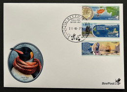 Estonia Estland Estonie 2024 Admiral Bellingshausen Geographical Discoveries Antarctica BeePost Set Of 3 Stamps FDC - Spedizioni Antartiche