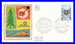 1916 (Yvert Et Tellier) Sur Enveloppe Premier Jour Illustrée Sur Soie - Régions Franche Comté - France 1977 - 1970-1979