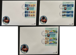 Estonia Estland Estonie 2024 Admiral Bellingshausen Geographical Discoveries Antarctica BeePost Sheetlets Set 3 FDC's - Spedizioni Antartiche