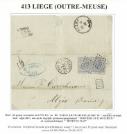 D305  OCB 18 X 2 PTS 413  LIEGE OUTRE MEUSE   NAAR ALZIE  BAVIERE   DUBBEL PORT - 1865-1866 Profile Left