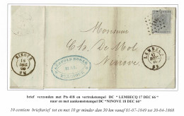 D307  OCB 17  PTS 418  LEMBECQ  NAAR NINOVE - 1865-1866 Perfil Izquierdo