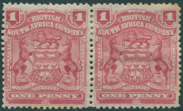 Rhodesia 1898 SG77 1d Red Arms Pair With Light Toning MH - Zimbabwe (1980-...)