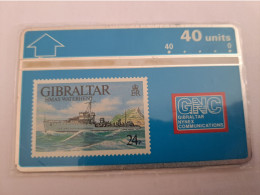 GIBRALTAR  LANDYS & GYR  40 UNITS MINT HMS WATERHEN /STAMP ON CARD   **17250 ** - Gibraltar