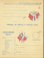 Guerre 40 CP FM Carte Postale Franchise Militaire Double à L'usage Du Militaire Drapeaux France Grande Bretagne Russie - Storia Postale