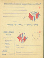 Guerre 40 CP FM Carte Postale Franchise Militaire Double à L'usage Du Militaire Drapeaux France Grande Bretagne Russie - Briefe U. Dokumente