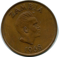 2 NGWEE 1968 ZAMBIE ZAMBIA Pièce #AP965.F.A - Zambia