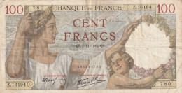 BILLET 100 FRANCS SULLY    .    780   .  Z.16194    . QS.7=11=1940.QS        . SCAN - 100 F 1939-1942 ''Sully''