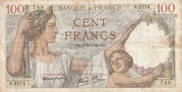 BILLET 100 FRANCS SULLY    .    748    .    N.2274      .   LS.5=10=1939.LS      . SCAN - 100 F 1939-1942 ''Sully''