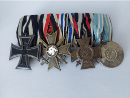 Germany Lot Of 4 Medal - Iron Cross WW1 ,War Merit Cross WW2,Honer Medal ,Bei Der Treue Dienste Fahne - Allemagne