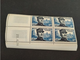 BLOC DE 4 COIN DATE  23/04/56 N°336 YVERT MARECHAL FRANCHET D ESPERET - Unused Stamps