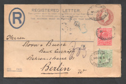 GROSSBRITANIEN - 1906, Reco-Ganzsachenumschlag Mit Zusatzfrankatur Nach Berlin (A2559) - Other & Unclassified