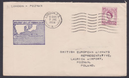 GB Great Britain 1958 First Flight Cover London To Poznan, Warsaw, Poland, BEA, British European Airways - Lettres & Documents