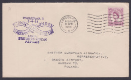 GB Great Britain 1958 First Flight Cover London To Warsaw, Poland, BEA, British European Airways - Lettres & Documents