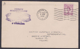 GB Great Britain 1958 First Flight Cover London To Warsaw, Poland, BEA, British European Airways - Lettres & Documents