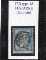 Gironde - N° 60C Obl Tàd Type 18 Lesparre - 1871-1875 Cérès
