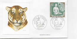 Feuillet Premier Jour -Temple De Borobudur 24 Févr 1979 Paris (75) N° YT 2036 Sérigraphie De Balla (lion) - 1970-1979