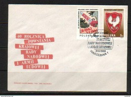 POLAND 1983 40TH ANNIV OF THE POLISH PEOPLE'S ARMY SET OF 2 EAGLE HANDS SWORD - FDC