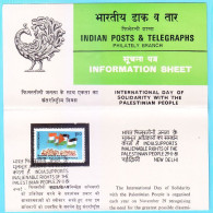 India 1981, Palestinian Solidarity , Palestine Flag, Joint Issue, Mother, Child, Brochure+Stamp Cancel (**) Inde, Indien - Storia Postale